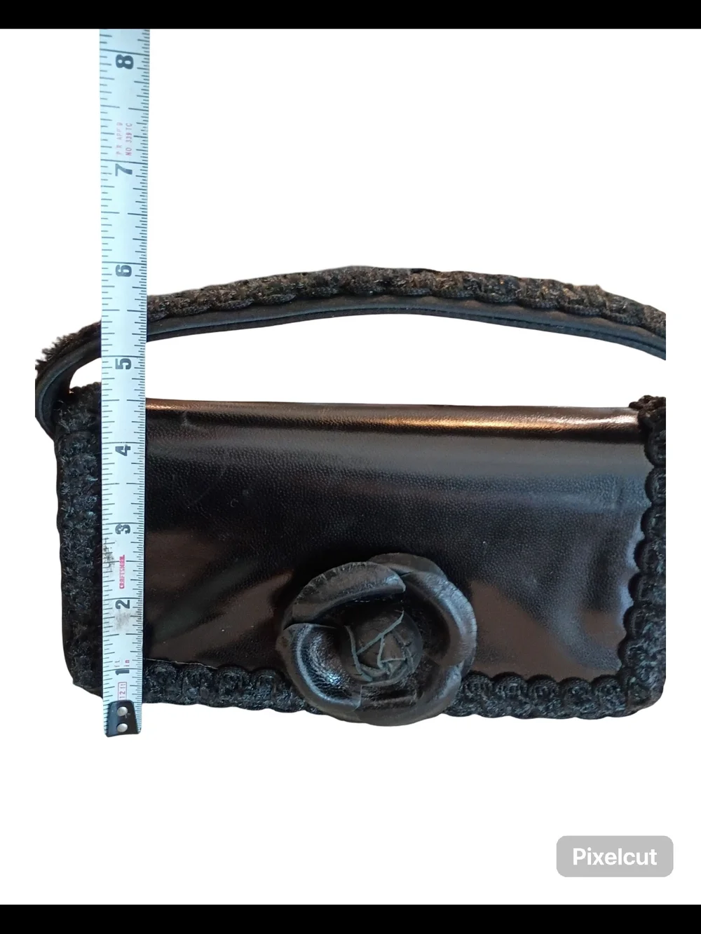vintage Lorren Bell small black rose floral Evening Bag purse